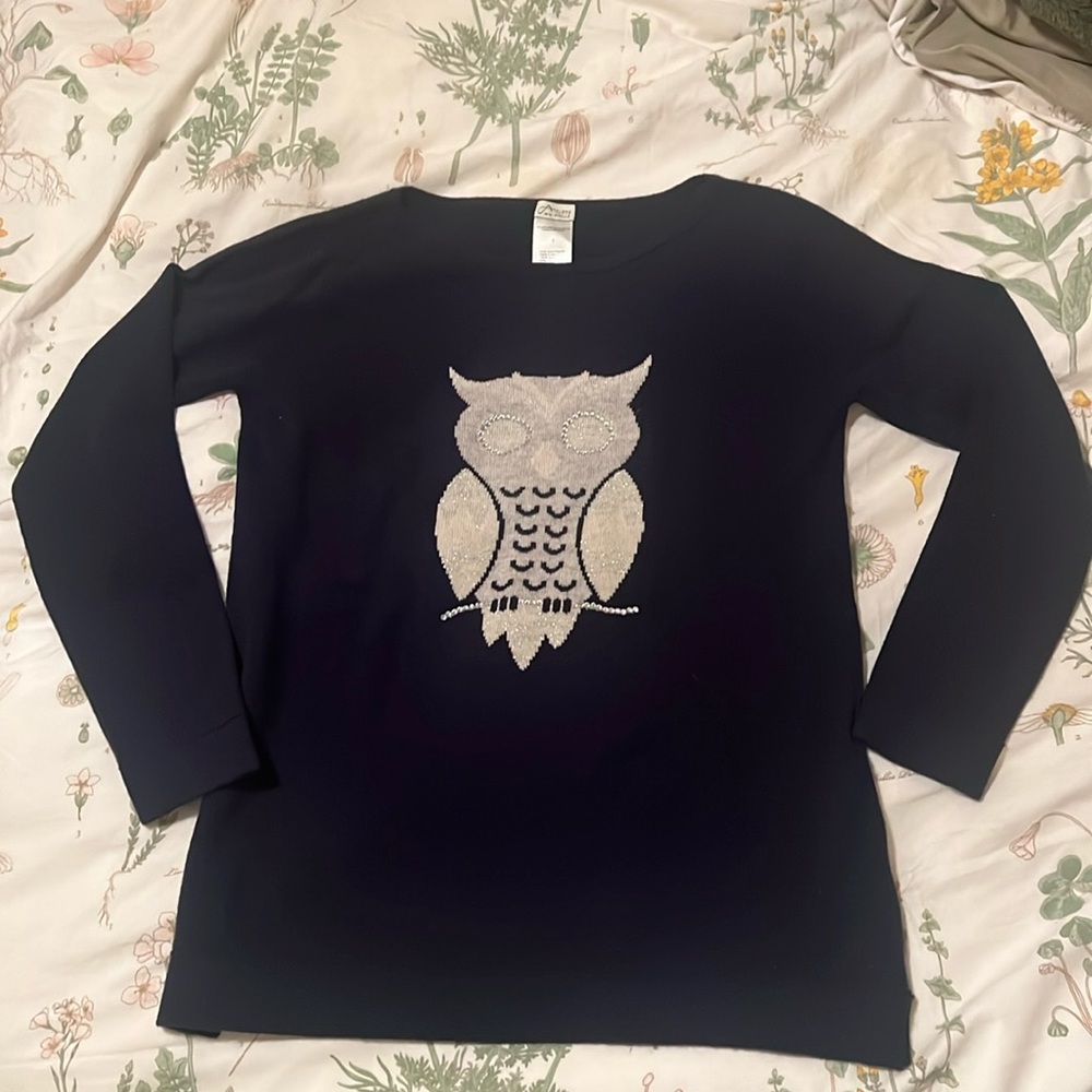 Ateliers de la Maille Navy Cashmere Owl sweater